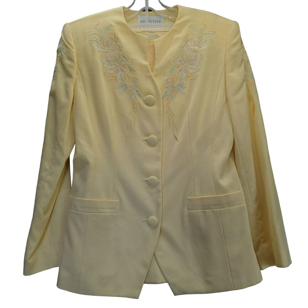 Executive Collection women's suits Yellow Size 10 Polyester Jacket And Skirt